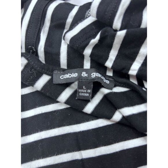Cable & Gauge Black & White Striped Short Sleeve Top With Button Back Detail - Picture 4 of 9